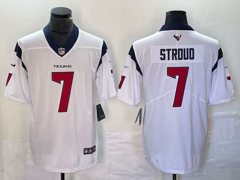 Men Houston Texans 7 Stroud White 2023 Nike Vapor Limited NFL Jersey style 1